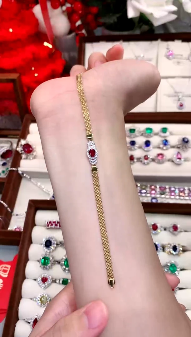 【闪购商品】红宝石手链18K金镶嵌0.55ct/天然宝石/七天无理由