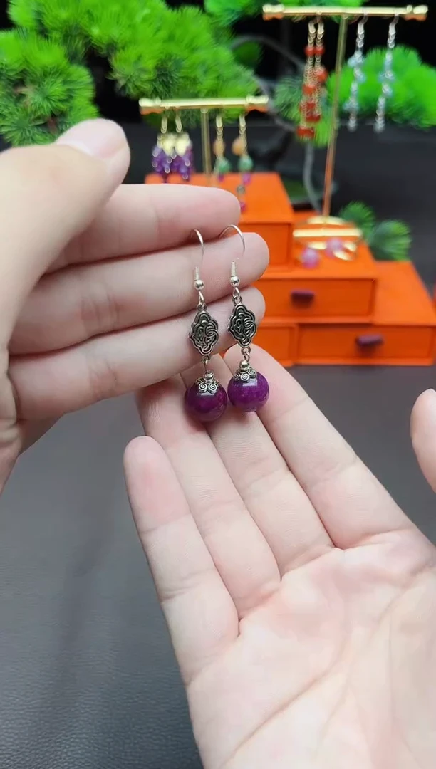 玛瑙/玉髓耳饰银S925镶嵌202