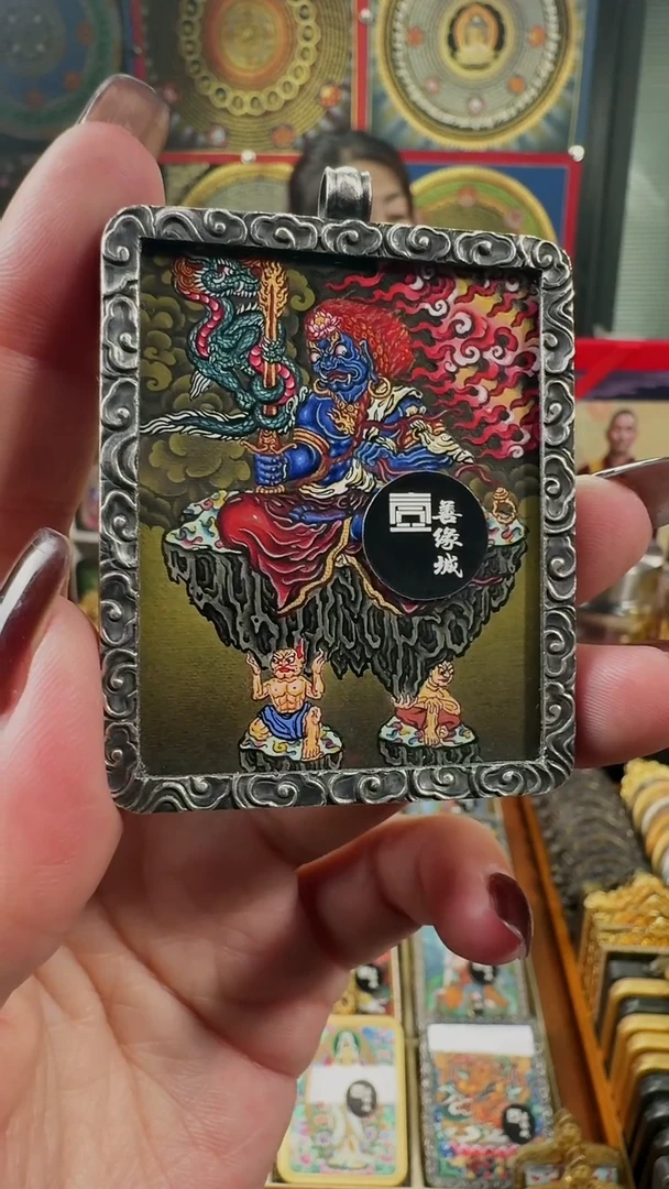 吊坠壹善缘城手绘唐卡不动明