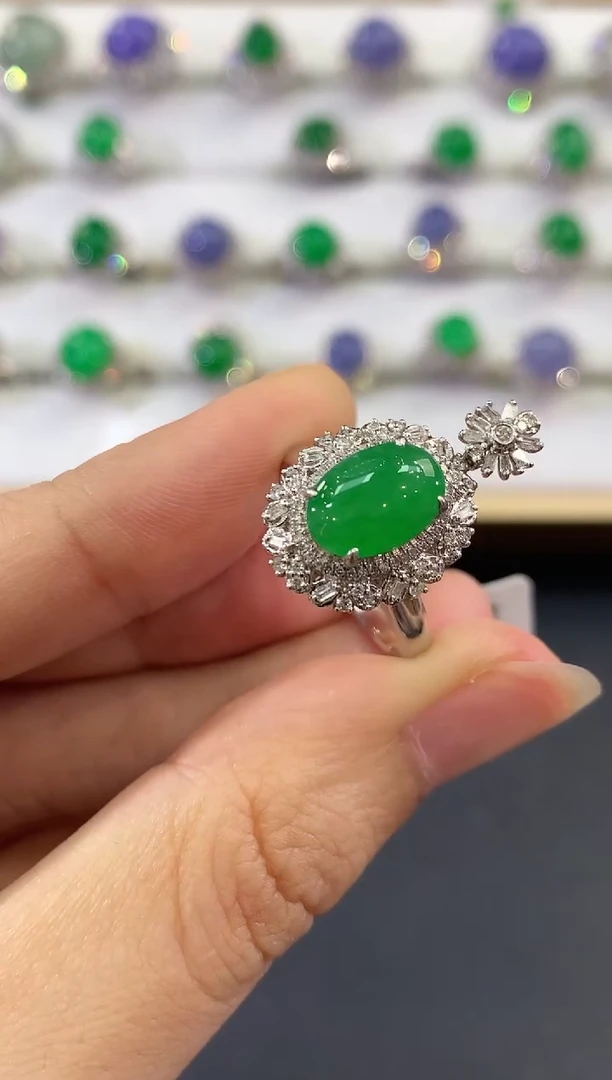 翡翠戒指18K金镶嵌C3