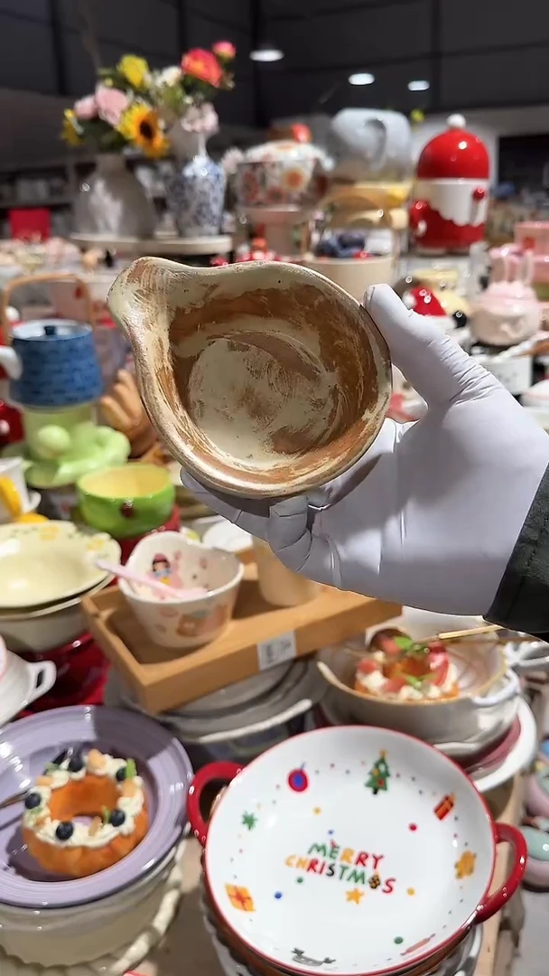 陶瓷粗陶小单柄碟微瑕 凑满20元包邮