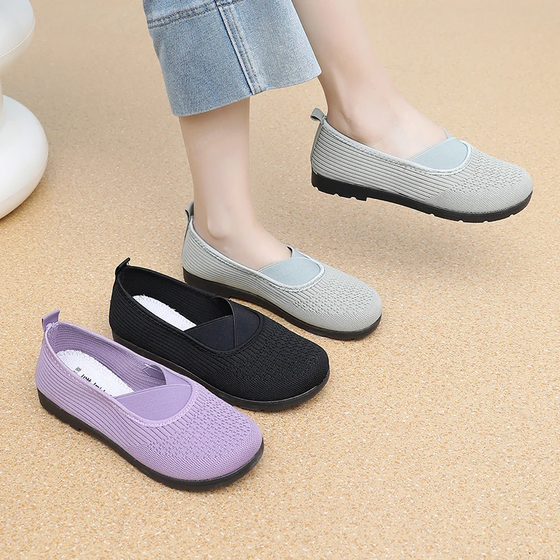 意迪森春季软底透气单鞋一脚蹬平底中老年软底防滑舒适老北京布鞋