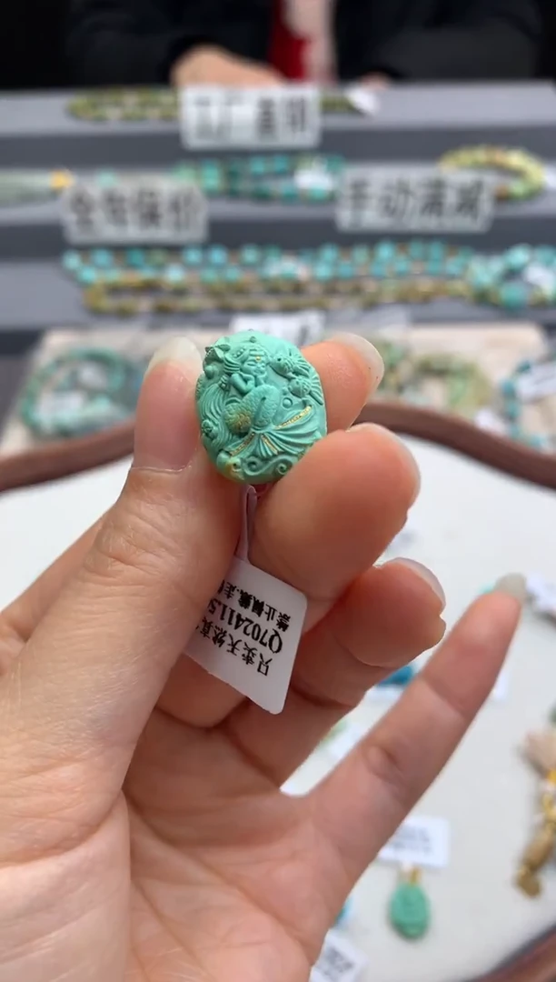 未镶嵌绿松石精工雕刻茜.A85