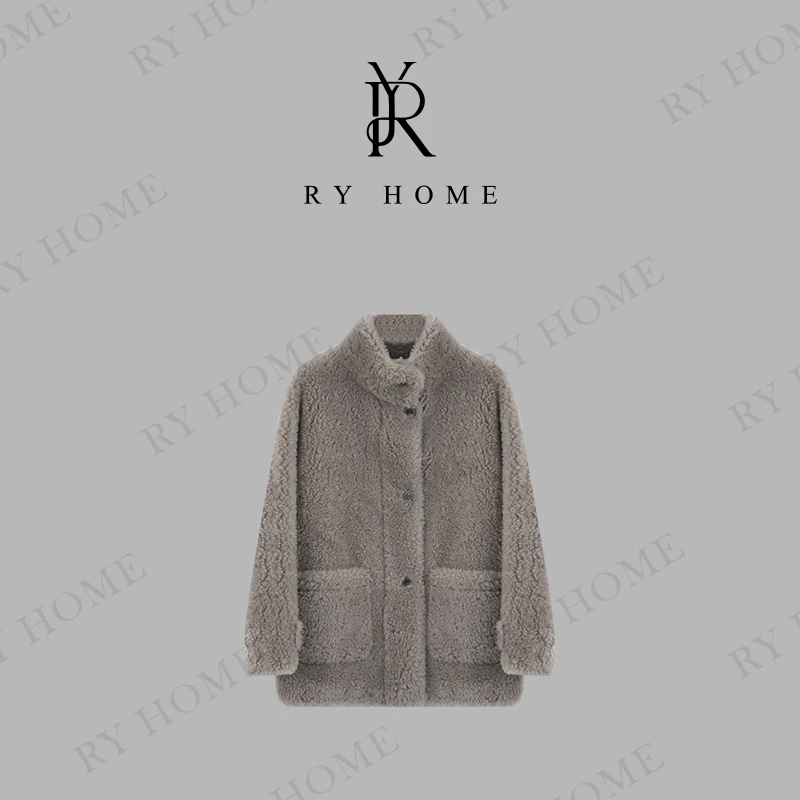 【容雨RYHOME】100绵羊毛＋颗粒圈圈毛宽松中长款外套243W1916