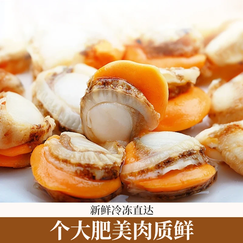 扇贝肉 中秋好物新鲜带黄带膏去无沙液氮锁鲜40/60规格顺丰包邮