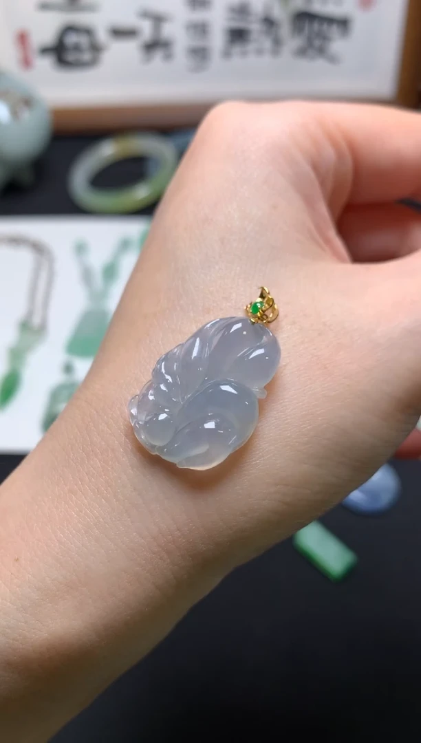 颈饰18K金镶嵌翡翠翊* 0551089085 镶嵌费