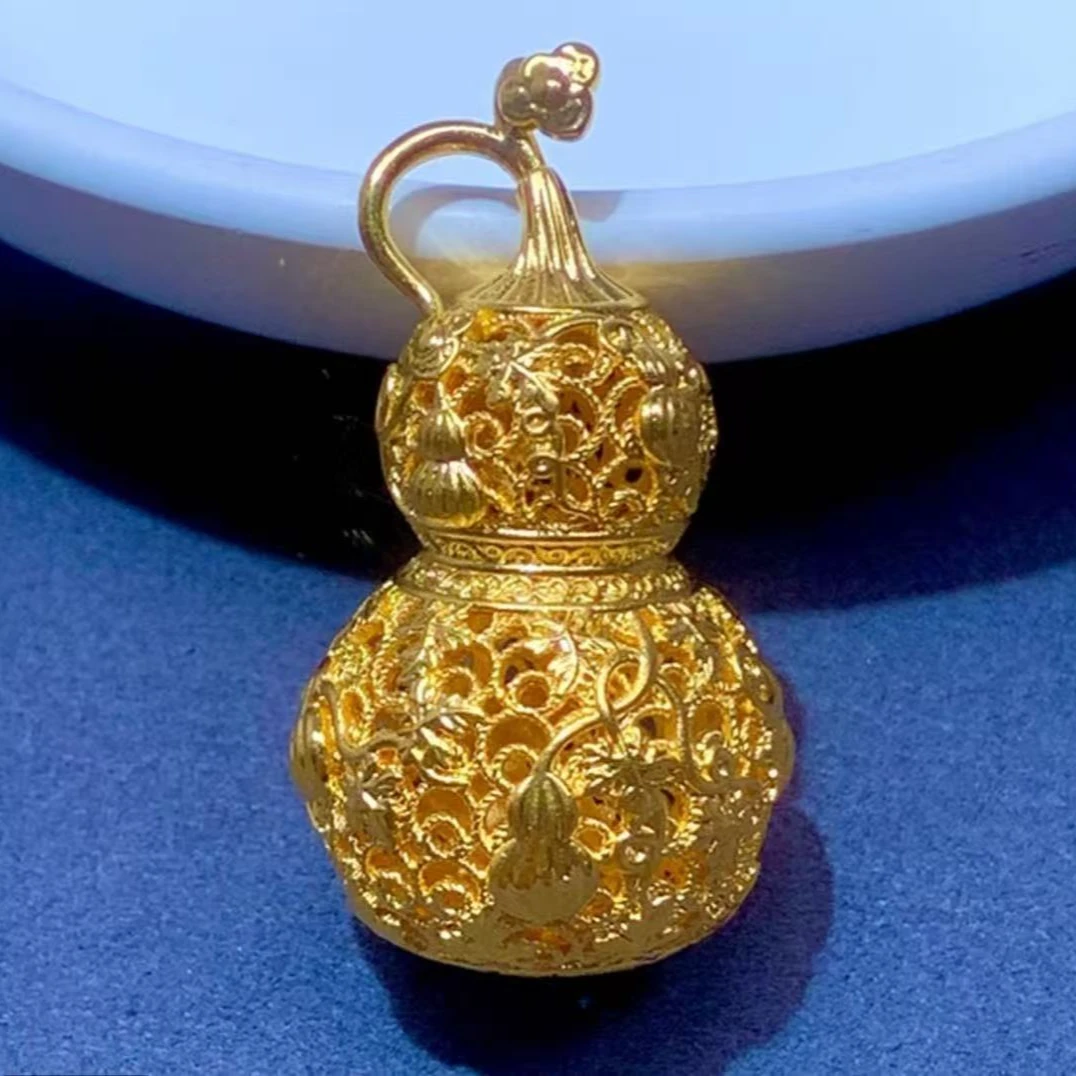 爱一IBELOVE 足金999镂空花丝葫芦吊坠 （赠绳）