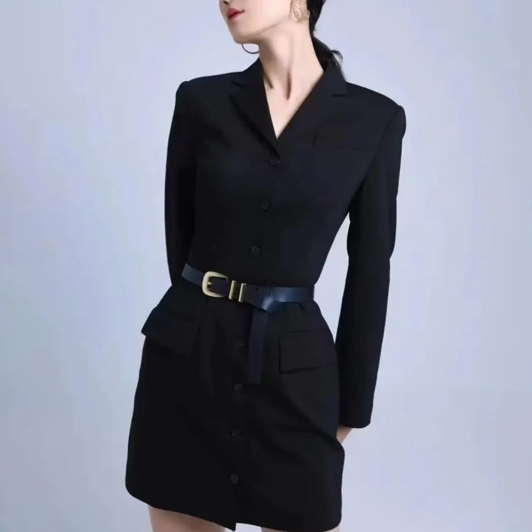 哥弟法式收腰修身显瘦通勤职业包臀连衣裙优雅显瘦西装裙 1500340