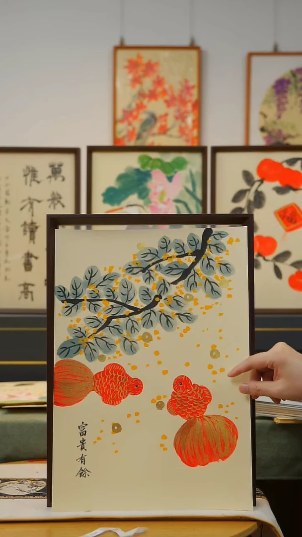 国画A3不落名绘画带框发货 723