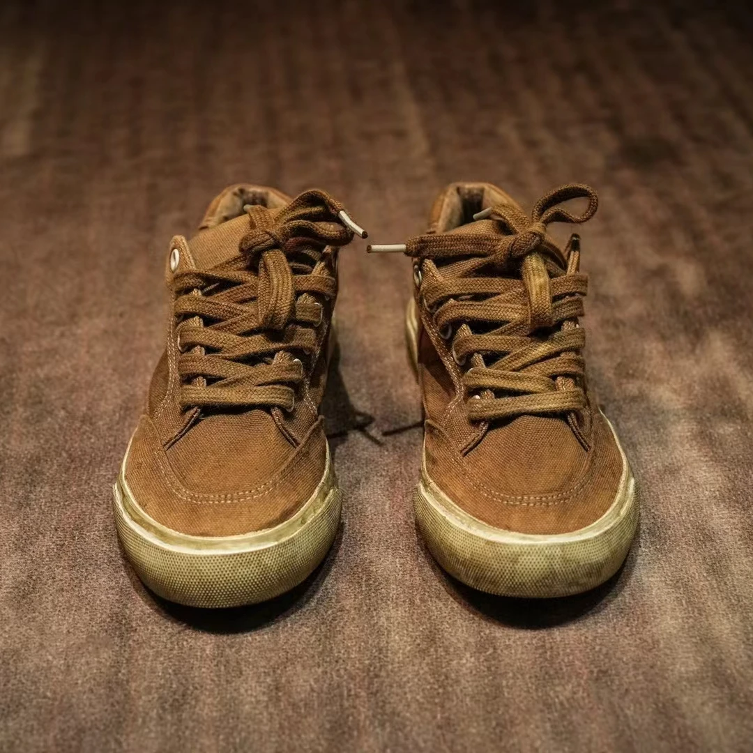 麻依者24秋季新款时尚休闲个性小众潮流百搭泥染帆布板鞋1276