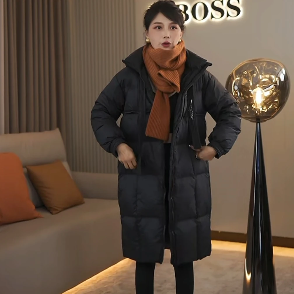 【耿老板6100#M】欧货精致长款加厚时尚休闲2025款白鸭绒羽绒服