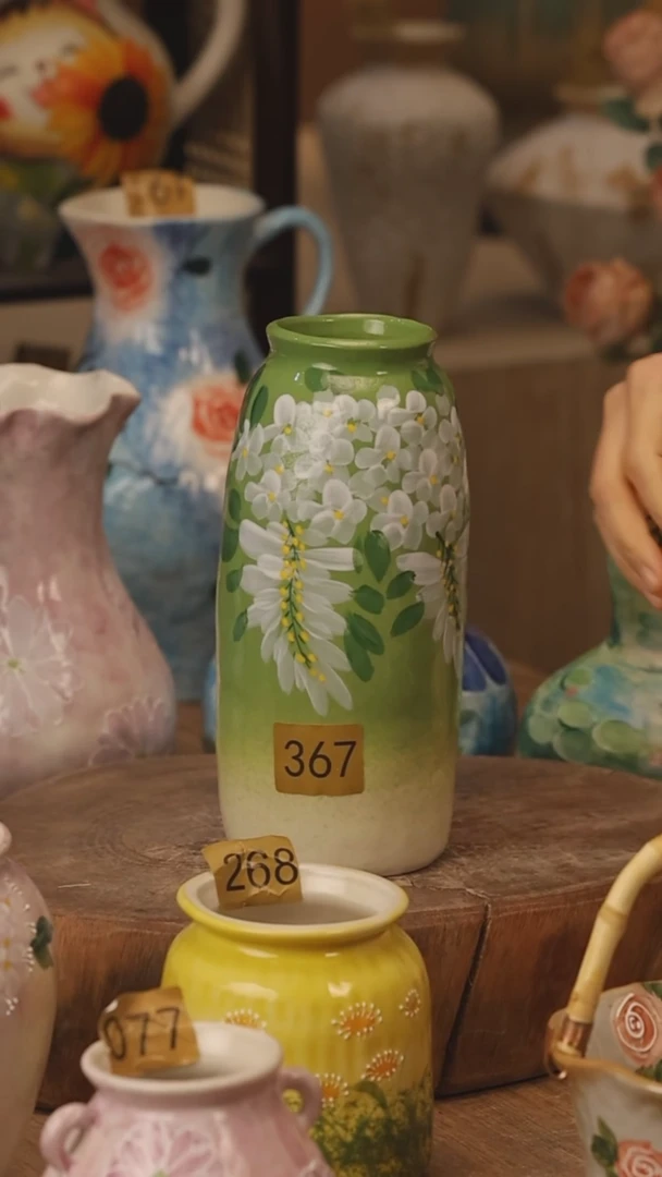 陶瓷景德镇设计师手作花器摆件侘寂风@M3667@