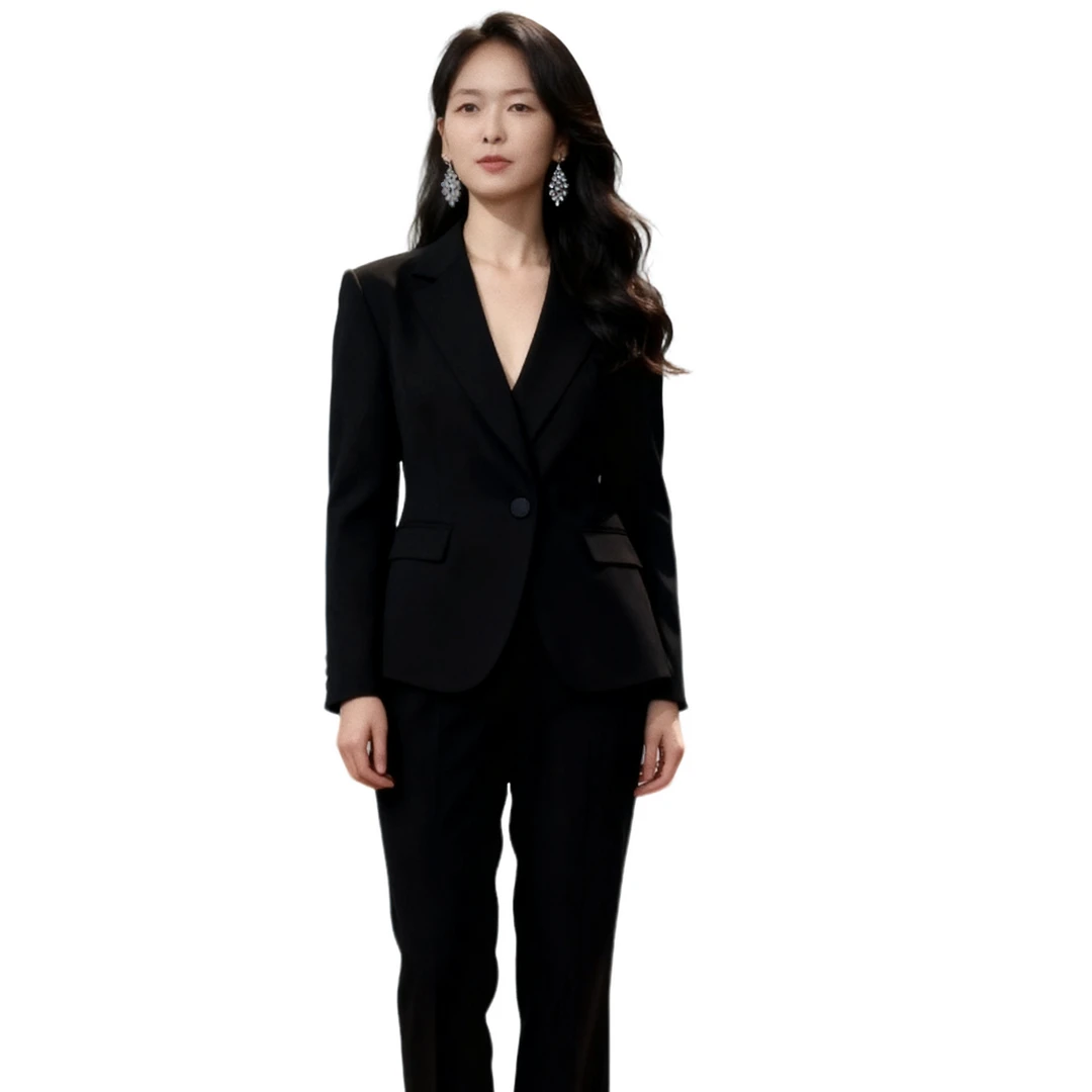 女款2025秋季西装西服新款黑色八片修身显气质穿搭一粒扣精品服饰