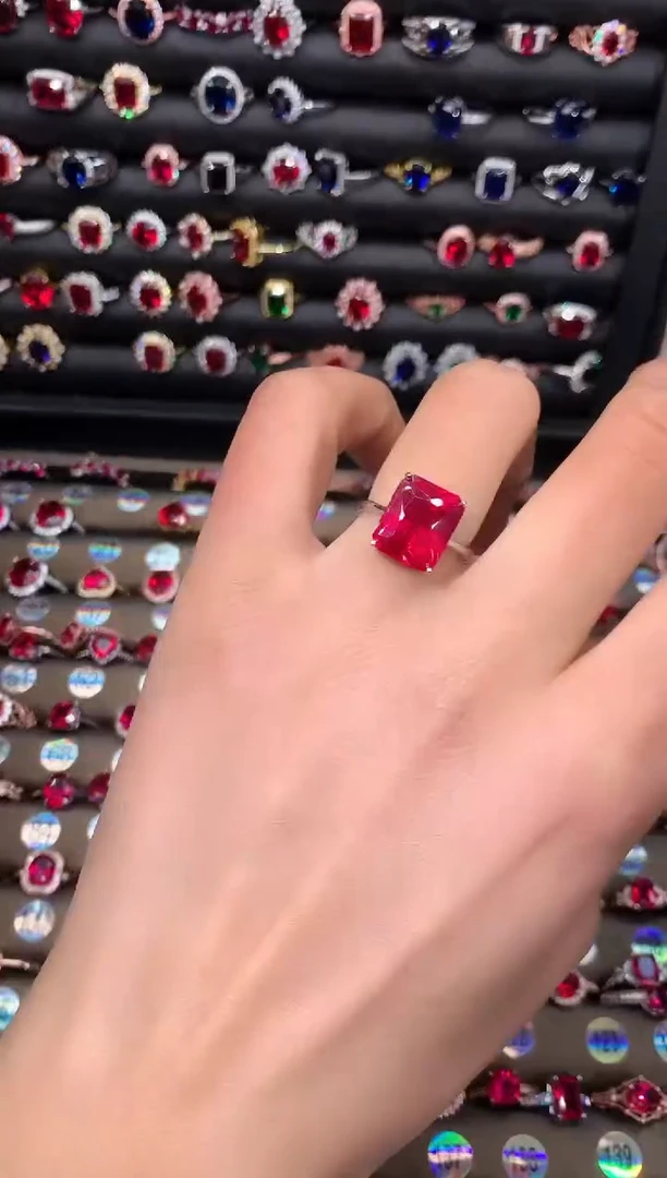 【闪购商品】红宝石戒指银S925镶嵌1012白