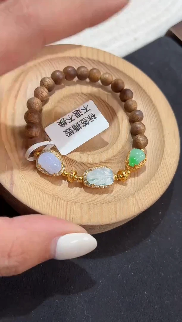 吊坠(不含链)银S925镶嵌翡翠手串