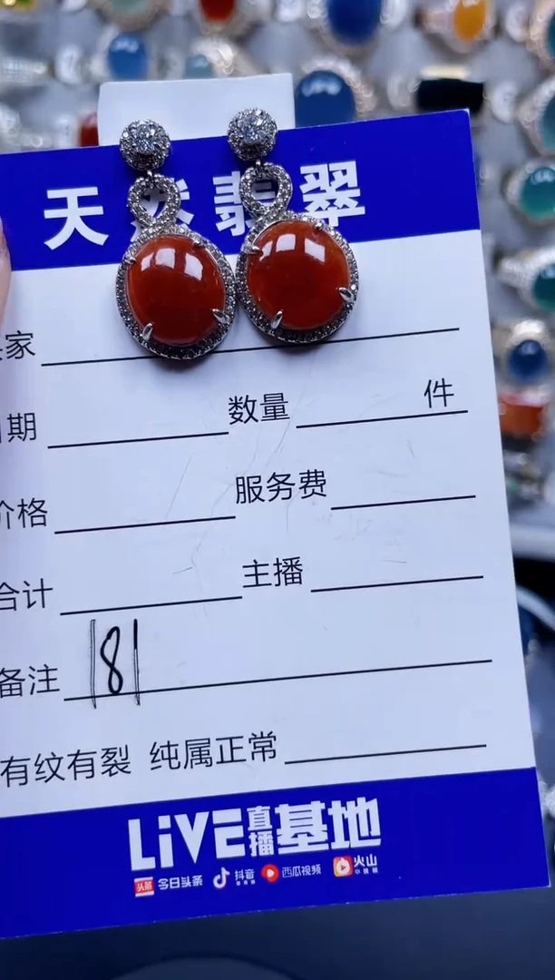 银S925镶嵌翡翠耳饰181