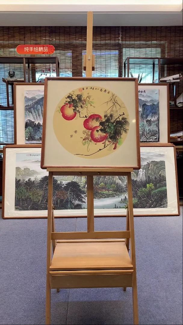 国画纯实木带框53*53cm