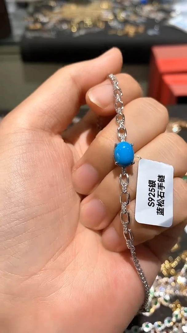 蓝宝石手链银S925镶嵌手链