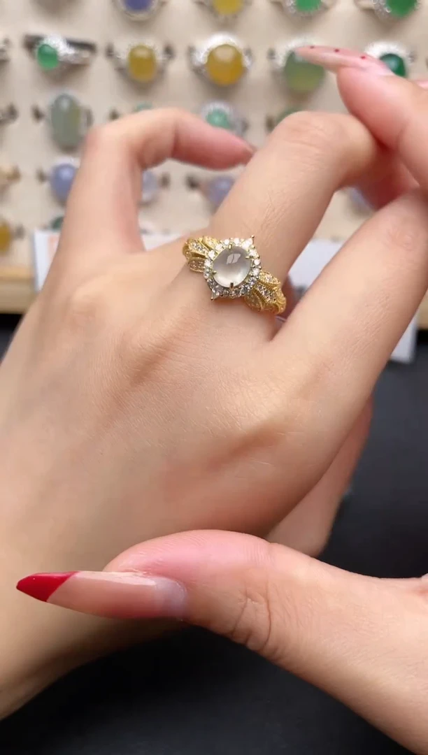 【闪购商品】翡翠戒指银S925镶嵌一物一证一礼盒