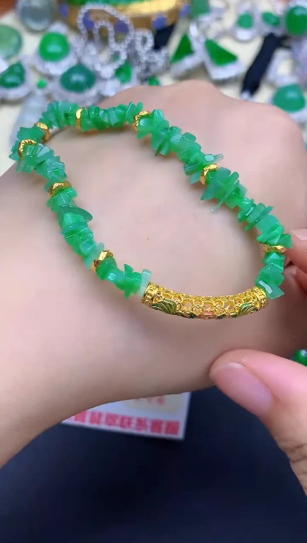 足金镶嵌手链翡翠407-中国好珍宝