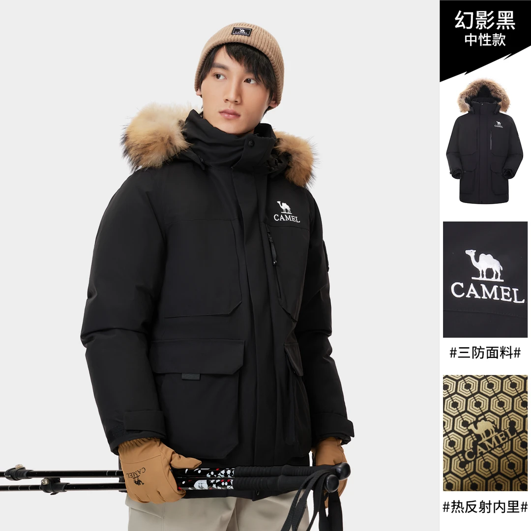 骆驼工装羽绒服派克新款保暖毛领羽绒服734CF09617【YX】