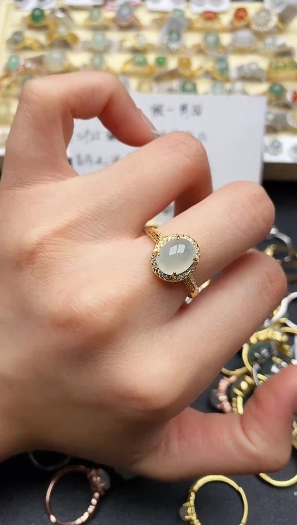 【闪购商品】翡翠戒指银S925镶嵌555555555+7