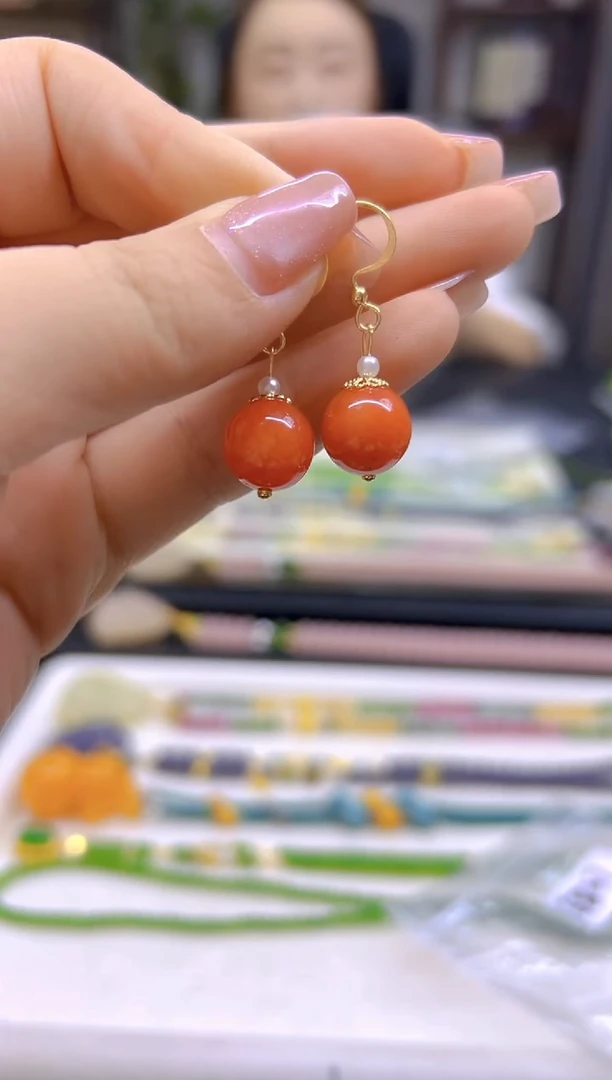 翡翠14K金镶嵌耳饰DIY款E827