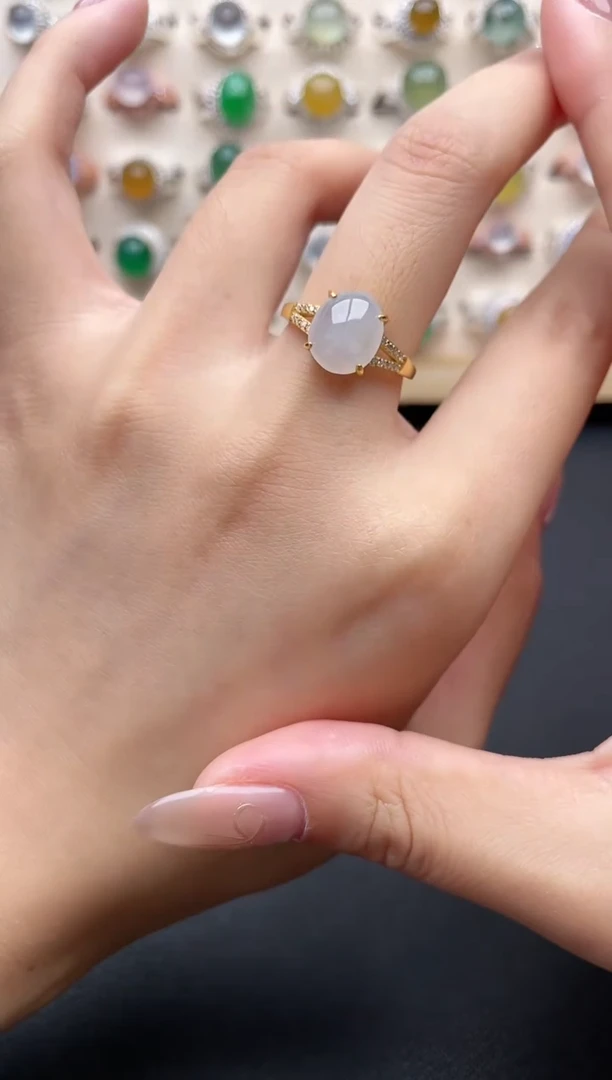 【闪购商品】翡翠戒指银S925镶嵌一物一证一礼盒