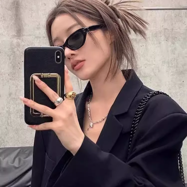 气质gm窄框猫眼墨镜女高级感辣妹圆脸防晒太阳眼镜新款复古时尚