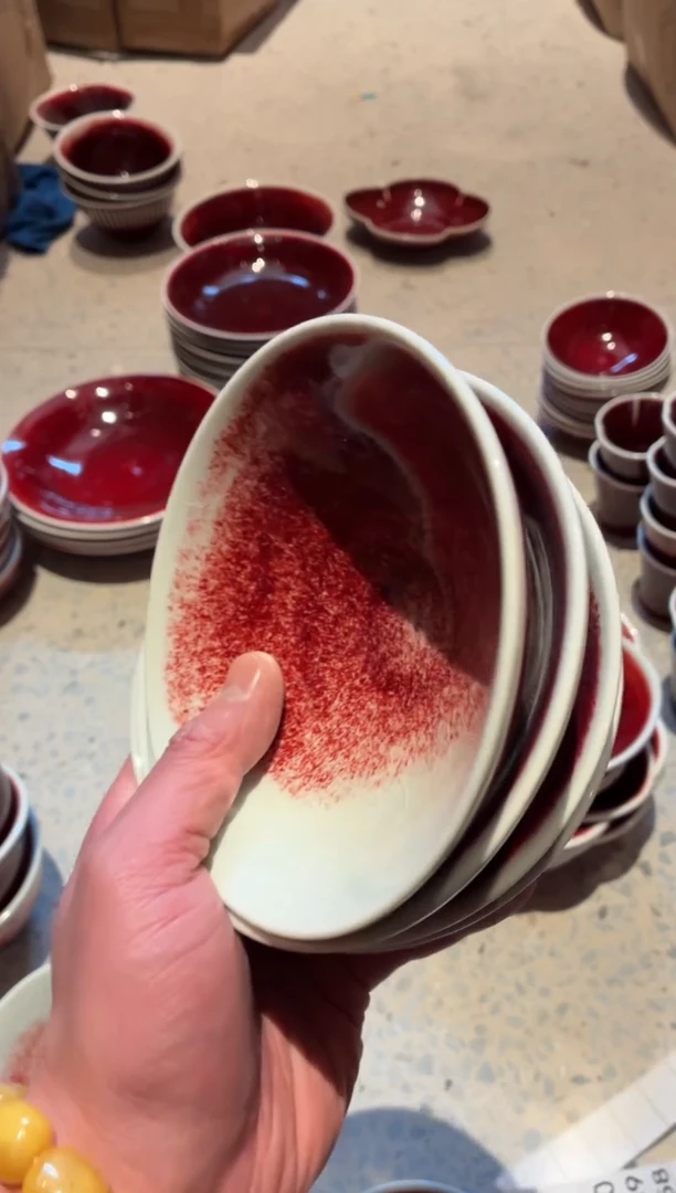 瓷片我***呀325郎红斗碗3个