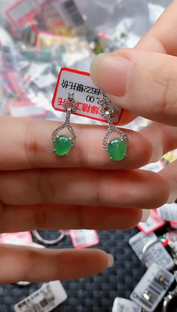 银S925镶嵌戒指翡翠天然A货缅甸翡翠