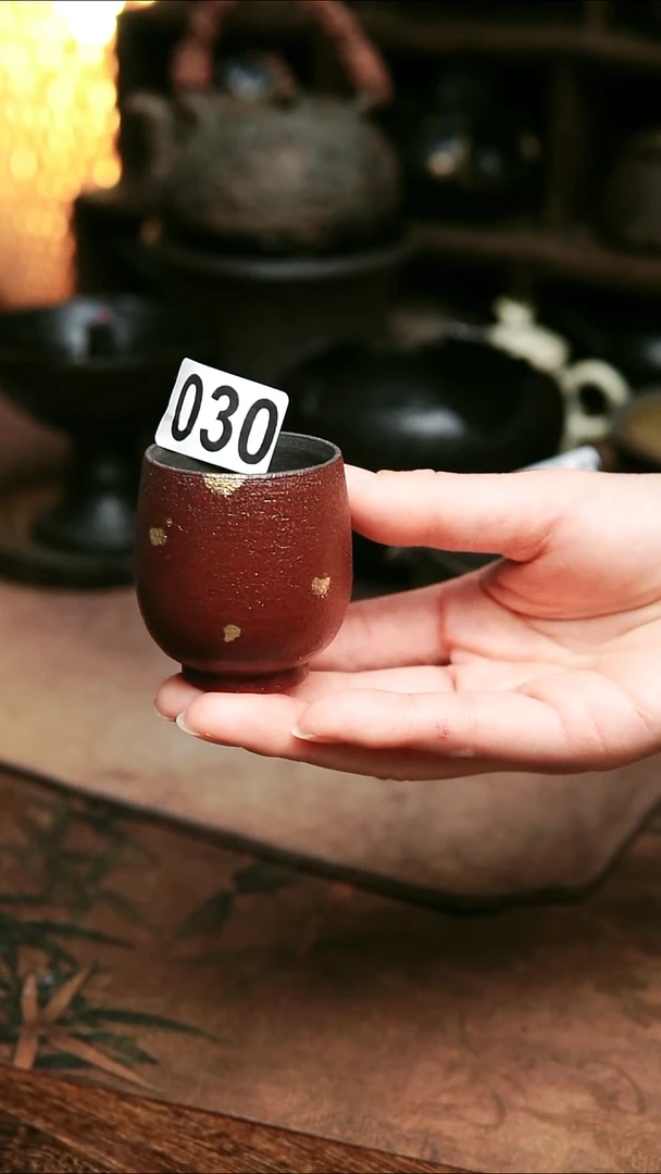 030号紫砂全手工红金主人杯30-50毫升
