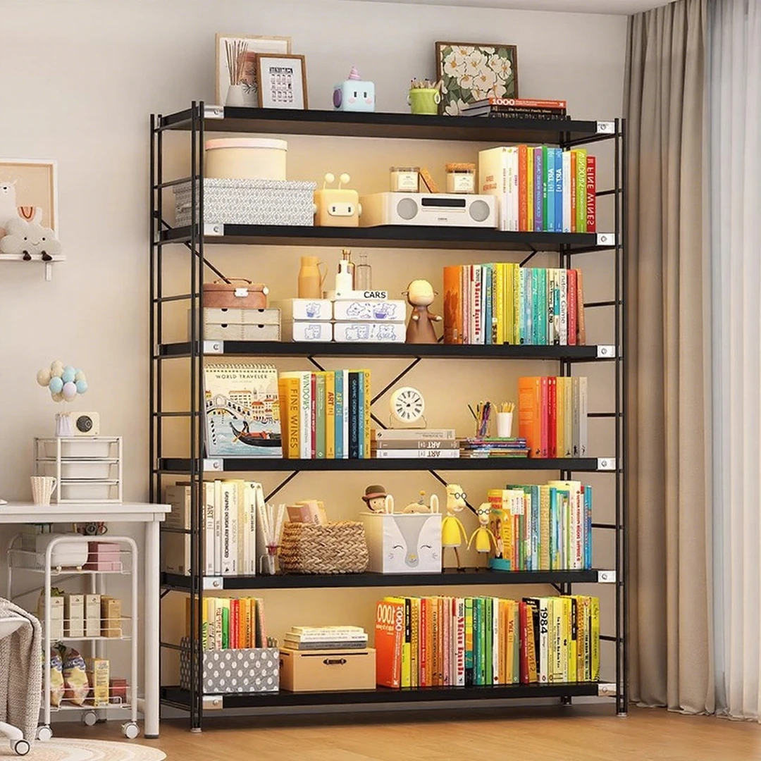 铁艺书架置物架简约落地家用靠墙玄关收纳架多层陈列架展示货架子