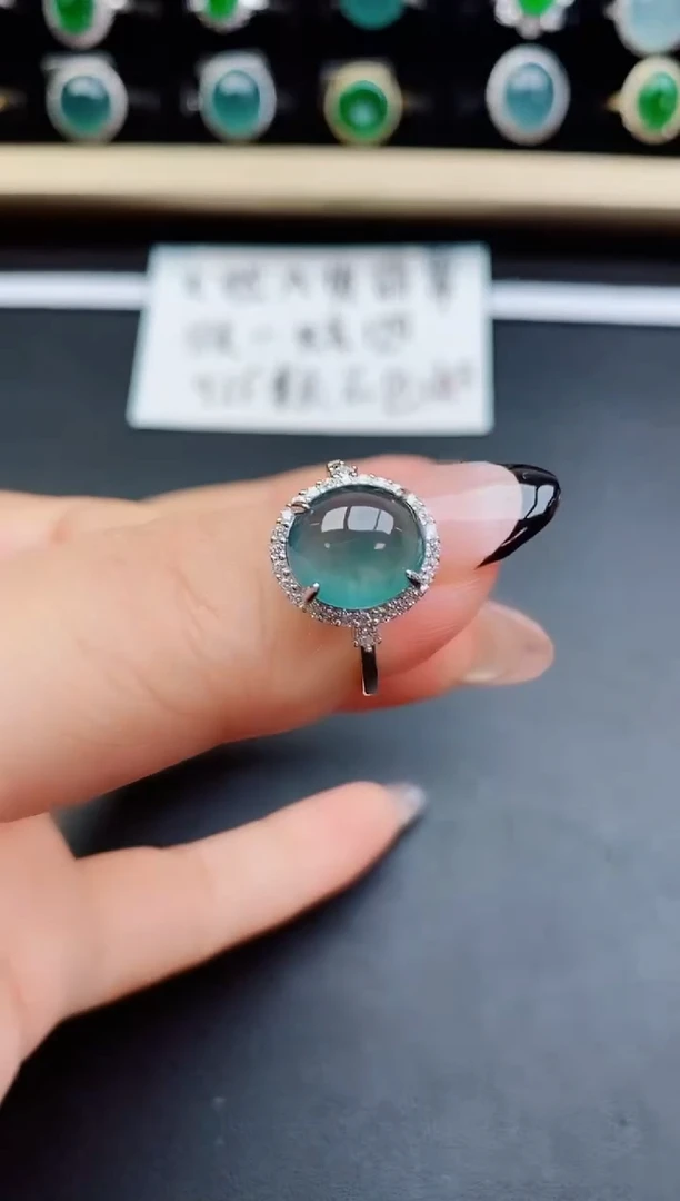 翡翠戒指银S925镶嵌508500