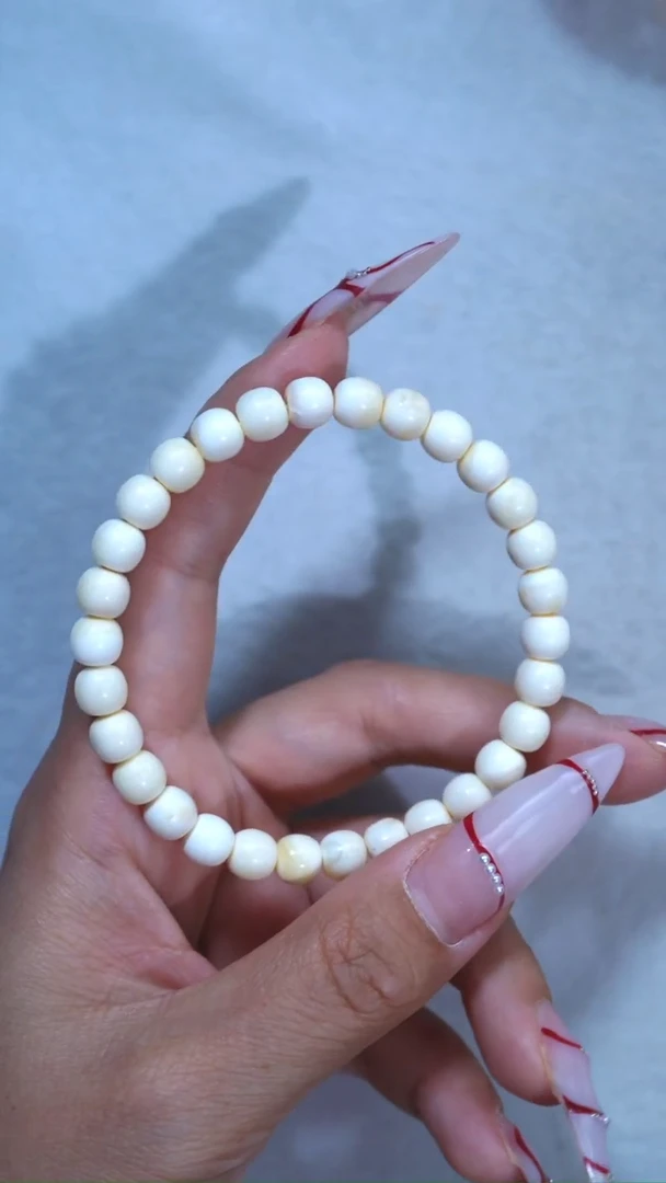 手链琥珀未镶嵌?****朵典藏级7.2mm漆瓷白顺色少纹极限弧高桩