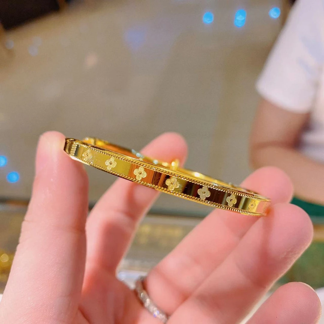 合金手镯 合金手镯2025最新款时尚个性女生幸运四叶草手镯