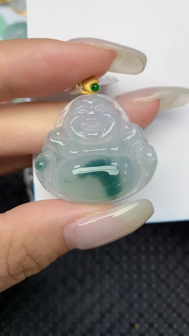 翡翠18K金镶嵌颈饰天然缅甸翡翠a货百元以上9元证书费自理