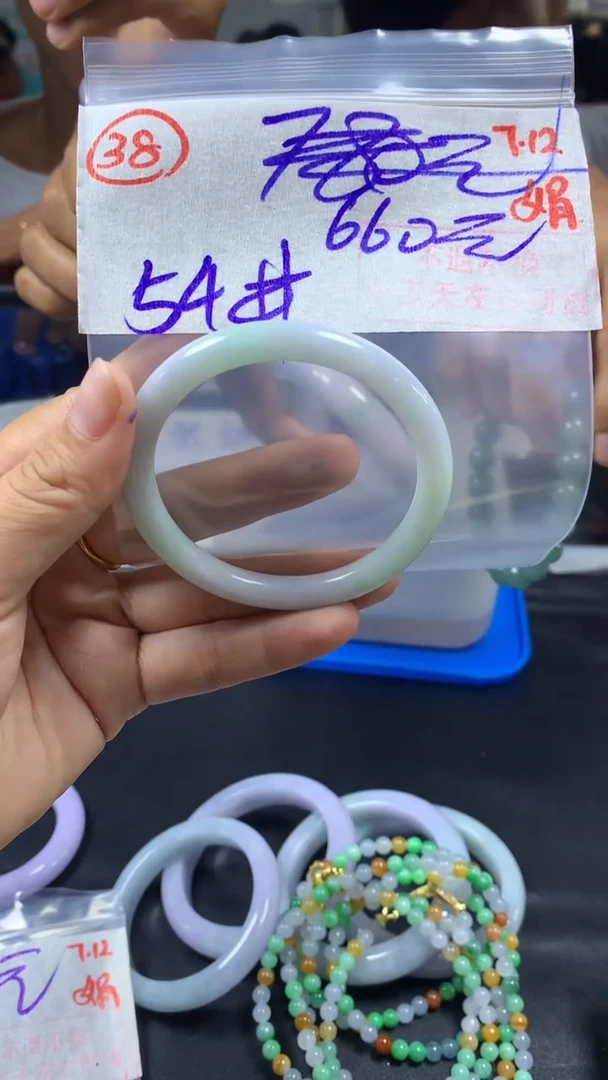 定制翡翠未镶嵌手镯54圈毛货需精细抛光38#