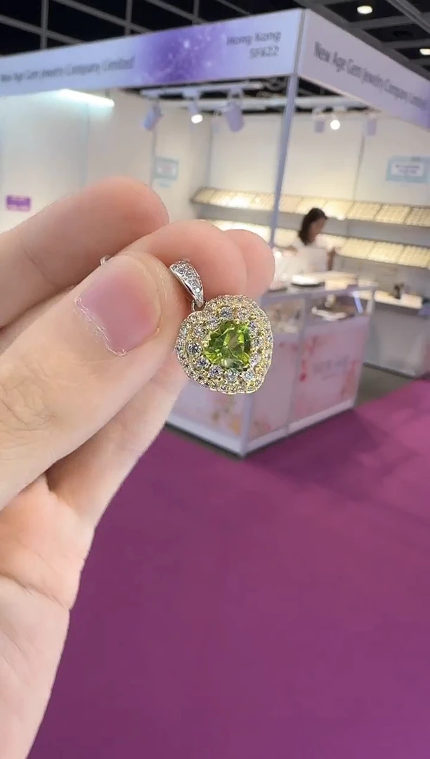 颈饰银S925镶嵌橄榄石设计款9mm