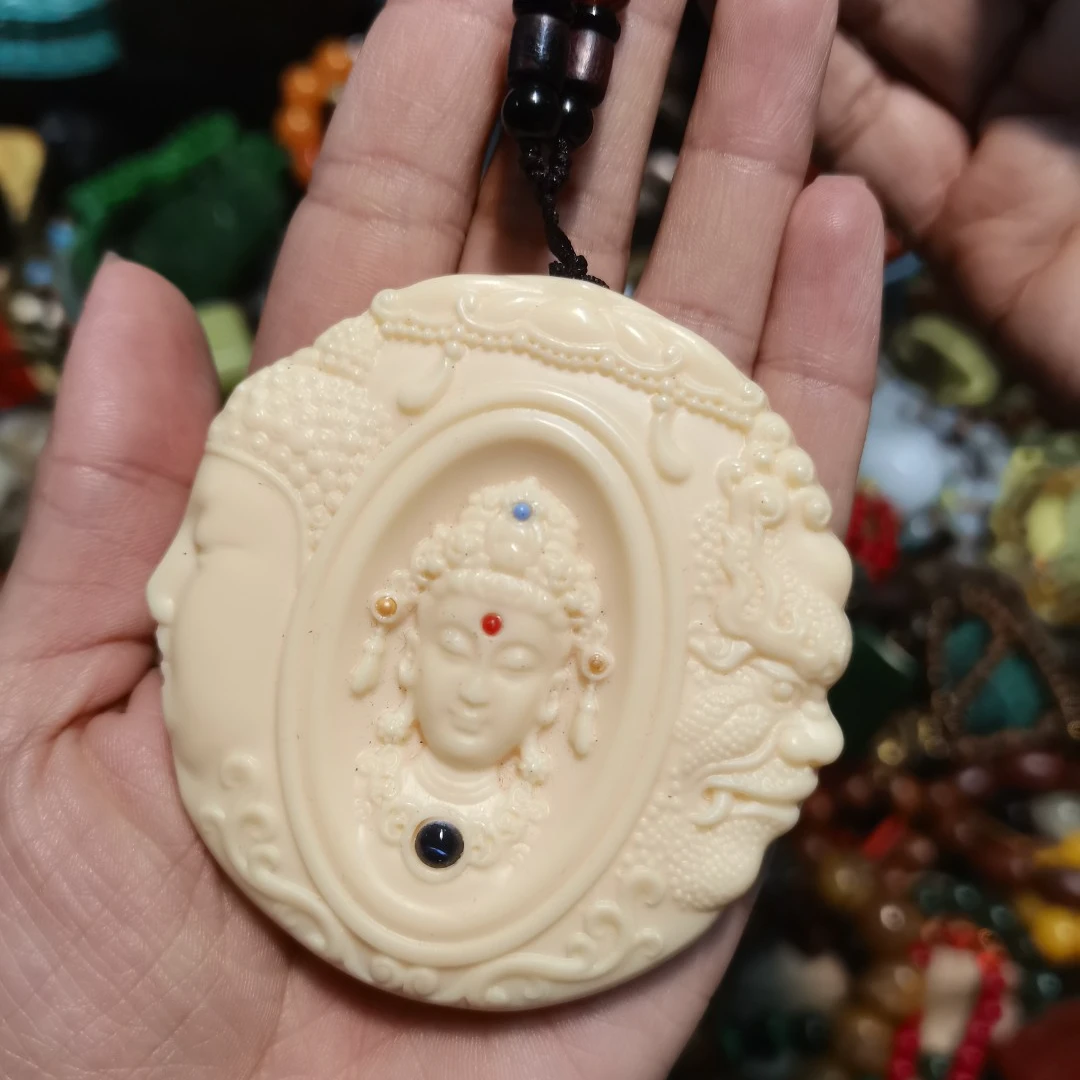 【闪购链接】猛犸牙雕一念佛魔牌