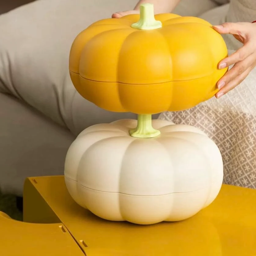 新款潮南瓜家用客厅网红糖果盒零食水子双层干果盘小清新纯色彩绘