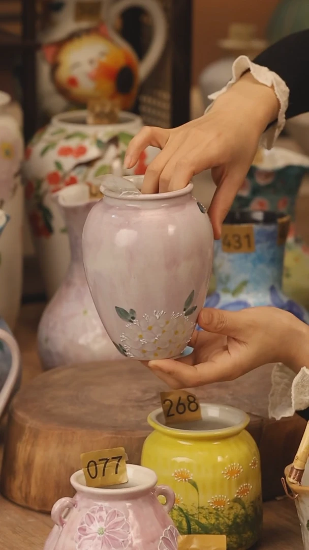 陶瓷景德镇设计师手作花器摆件侘寂风@M172@