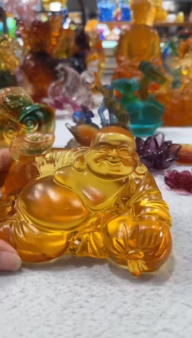 琉璃手工艺品178弥勒  微瑕·不退不换·介意勿拍