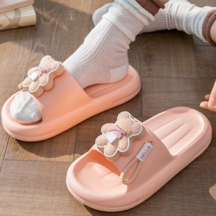 卡通小熊厚底防滑凉拖鞋女踩屎感居家可爱拖鞋男女防滑夏季凉拖鞋