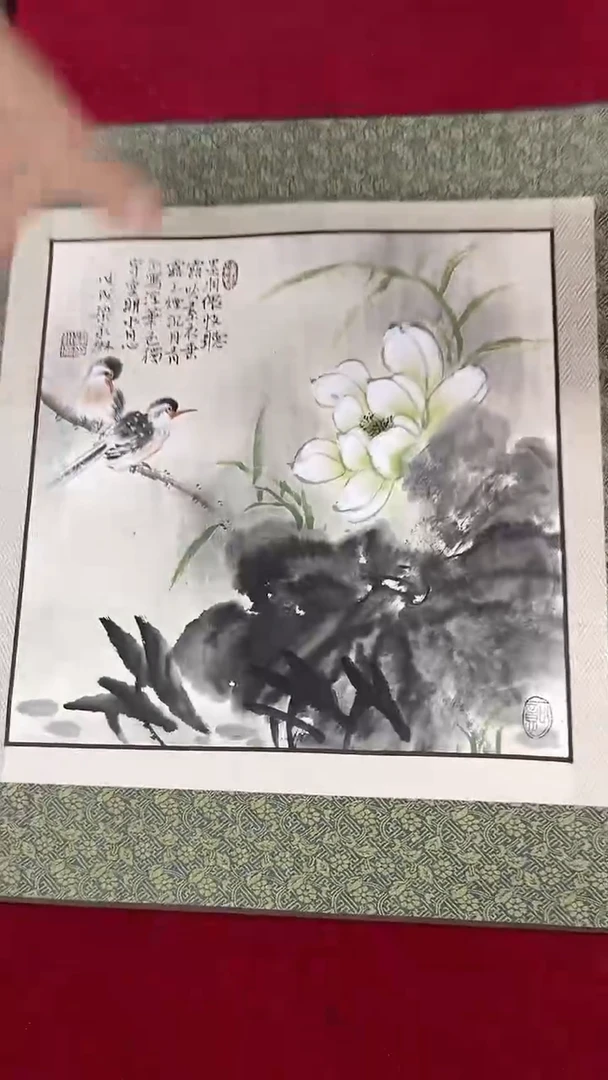 国画梁永琳-1平尺-花鸟-带小书