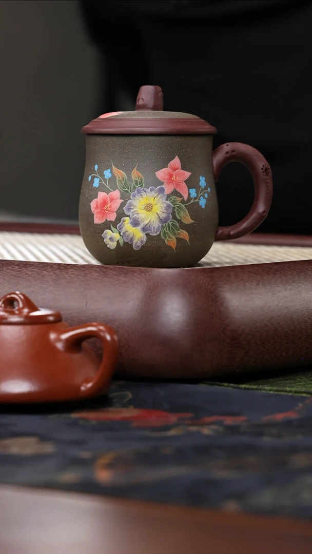 茶壶紫砂茶道周边 泥绘话 手把杯