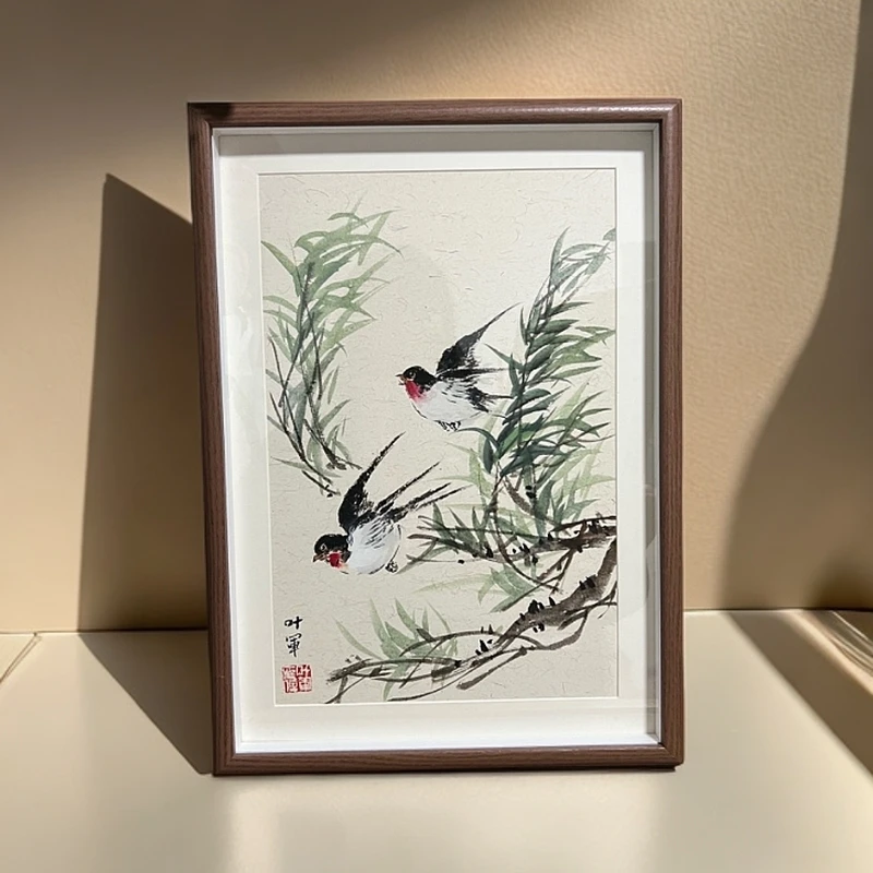 韦叶军老师-44*31.7cm-大写意花鸟柳树小燕子_家居挂画摆件