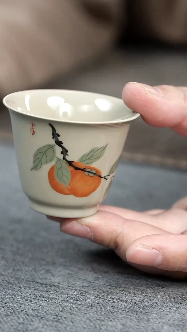 【闪购商品】紫砂茶宠柿子主人杯