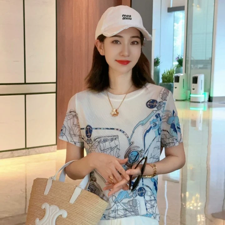 【一帆风顺】皮肤衣圆领短袖网纱上衣 XY241080 轩羽JDND