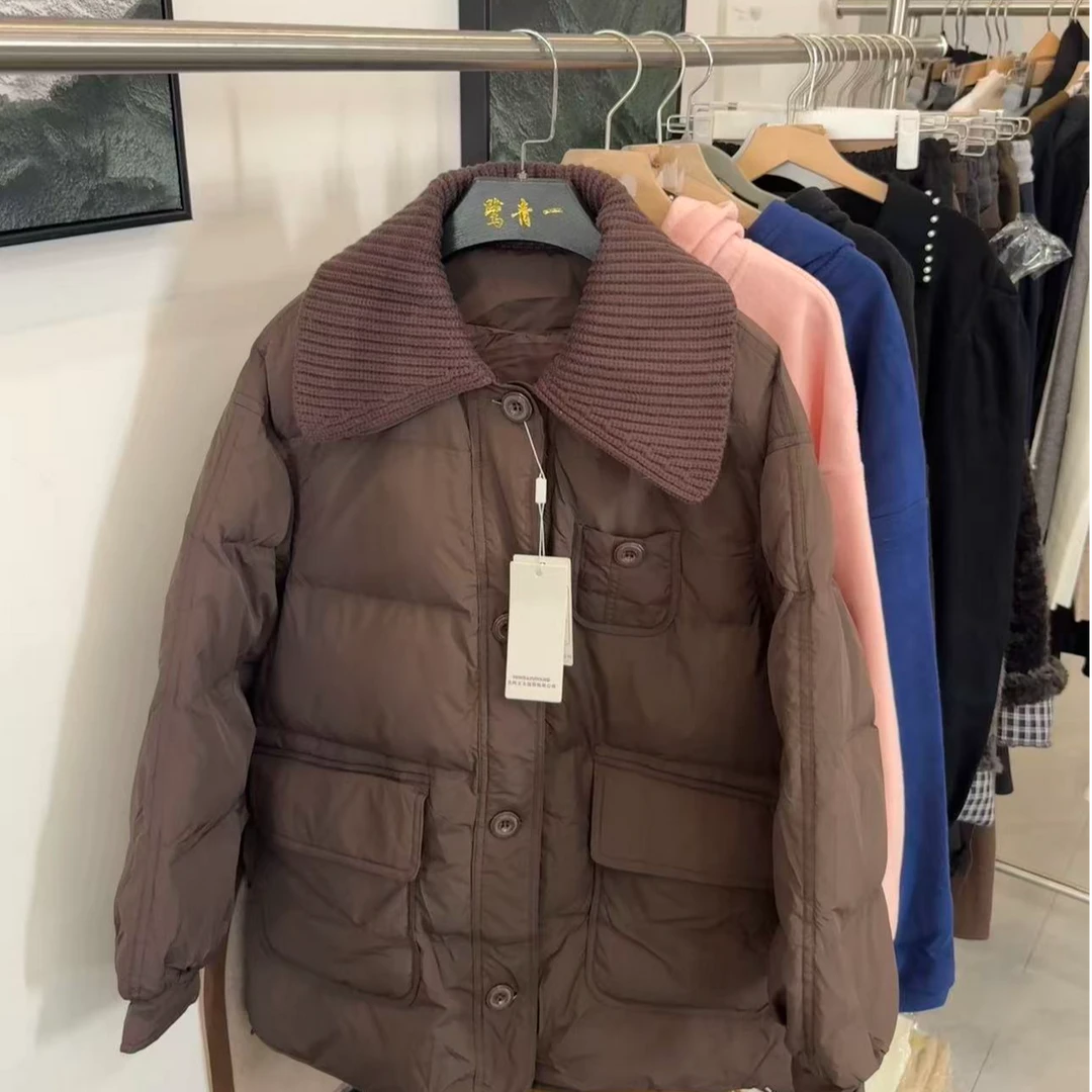 【鸭绒服】宽松型中长款100g以下（不含）翻领羽绒服加厚女士韩版秋冬